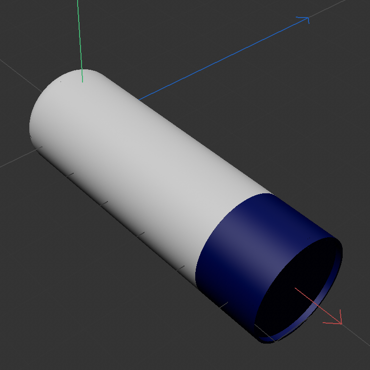 At this stage I was fighting with the lower blue section, trying to edit the cylinder into a poly object that then had an inset. Jen showed me there is a primitive tube (thank you Jen!) and that solved my problem immediately. I made its size match my cylinder size and then pushed them together.