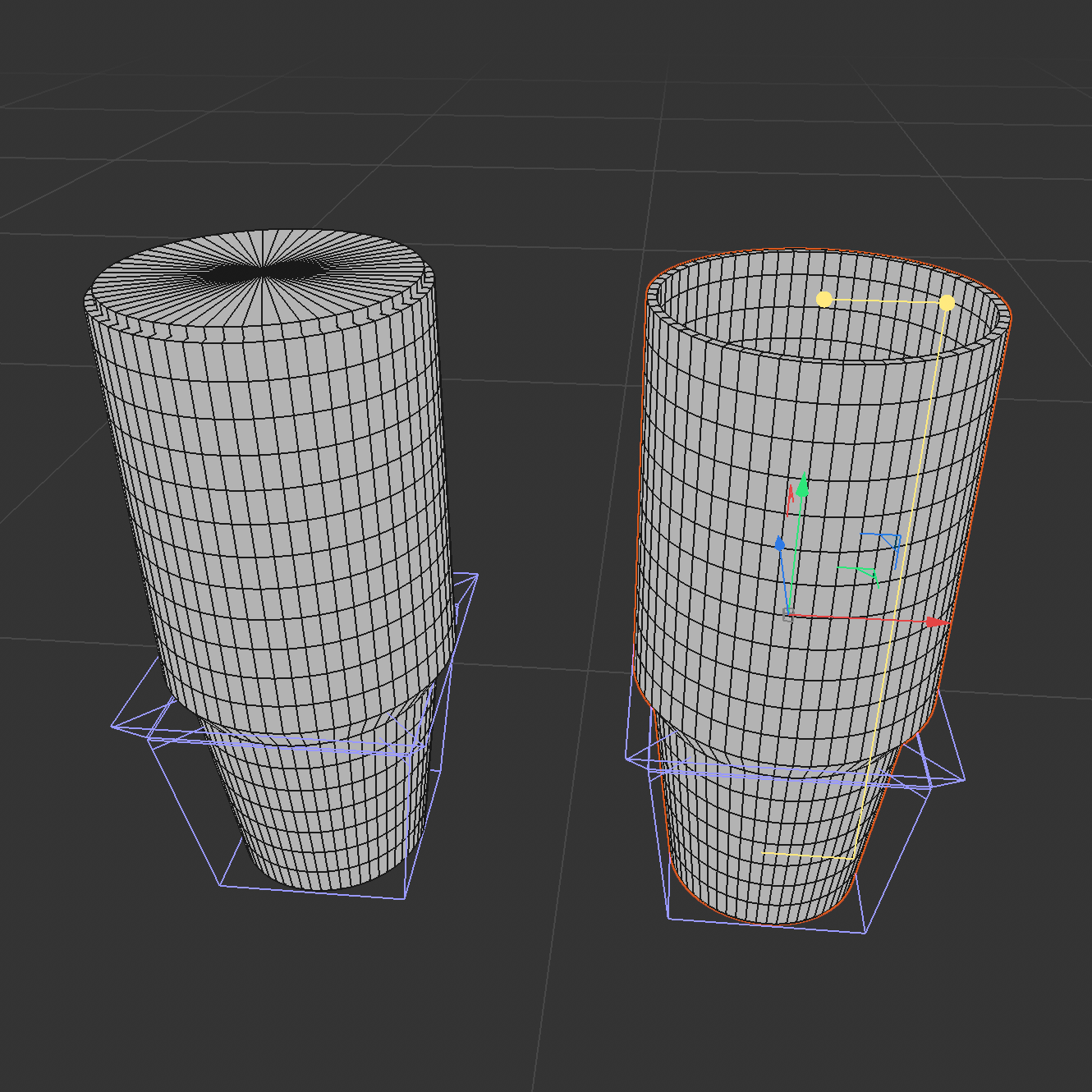 To hollow out the container I first duplicated the body and handle to have a backup just in case. Then I deleted the handle since i didn't need it for this stage. Next I copied the body again and left it in place, but I just changed it to an editable poly by pressing C. I disabled the Y axis and then scaled the entire thing slightly inside of the original, until I was happy with the width. Next I moved it up slightly, and then I copied it all again. I used a boolean subtraction to cut the scaled down copy out of the main body, giving it a fully hollow form to match the real version. I am VERY happy with how this is turning out now.