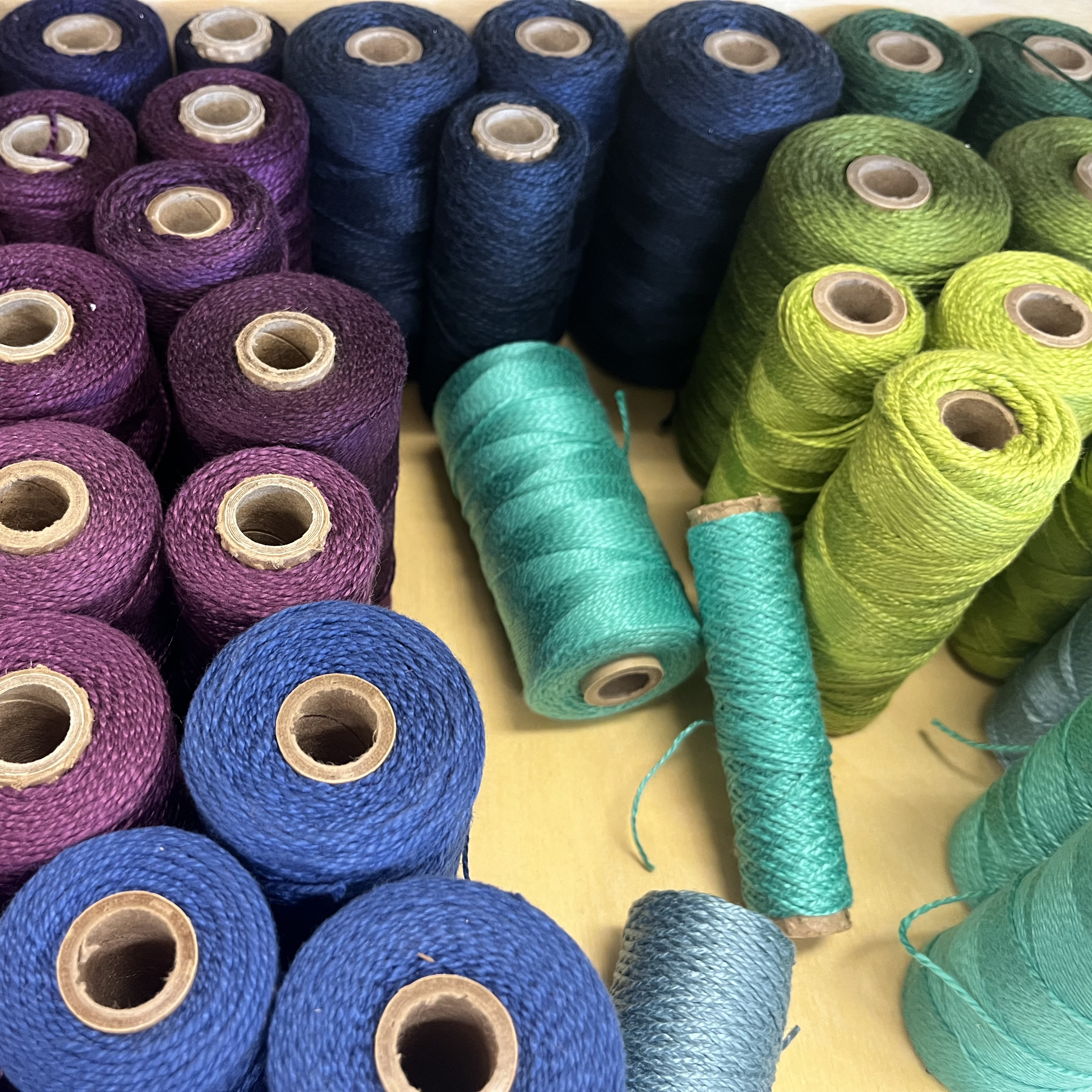 During our cross discipline discovery workshop I gravitated towards this because of the colours. This is mercerized cotton, a high quality thread used in higher end luxury and durable fabrics. It's silkier finish makes it more suitable for higher end attire like formal dresswear and business clothes, and it's more resistant to piling then un-mercerized cotton making it suitable for home linens and bedding. Mercerisation is a process for cellulose fabrics, mostly flax and cotton, that improves its resistance to tearing and shrinkage, improves its ability to absorb dyes, and gives it a silk like sheen.