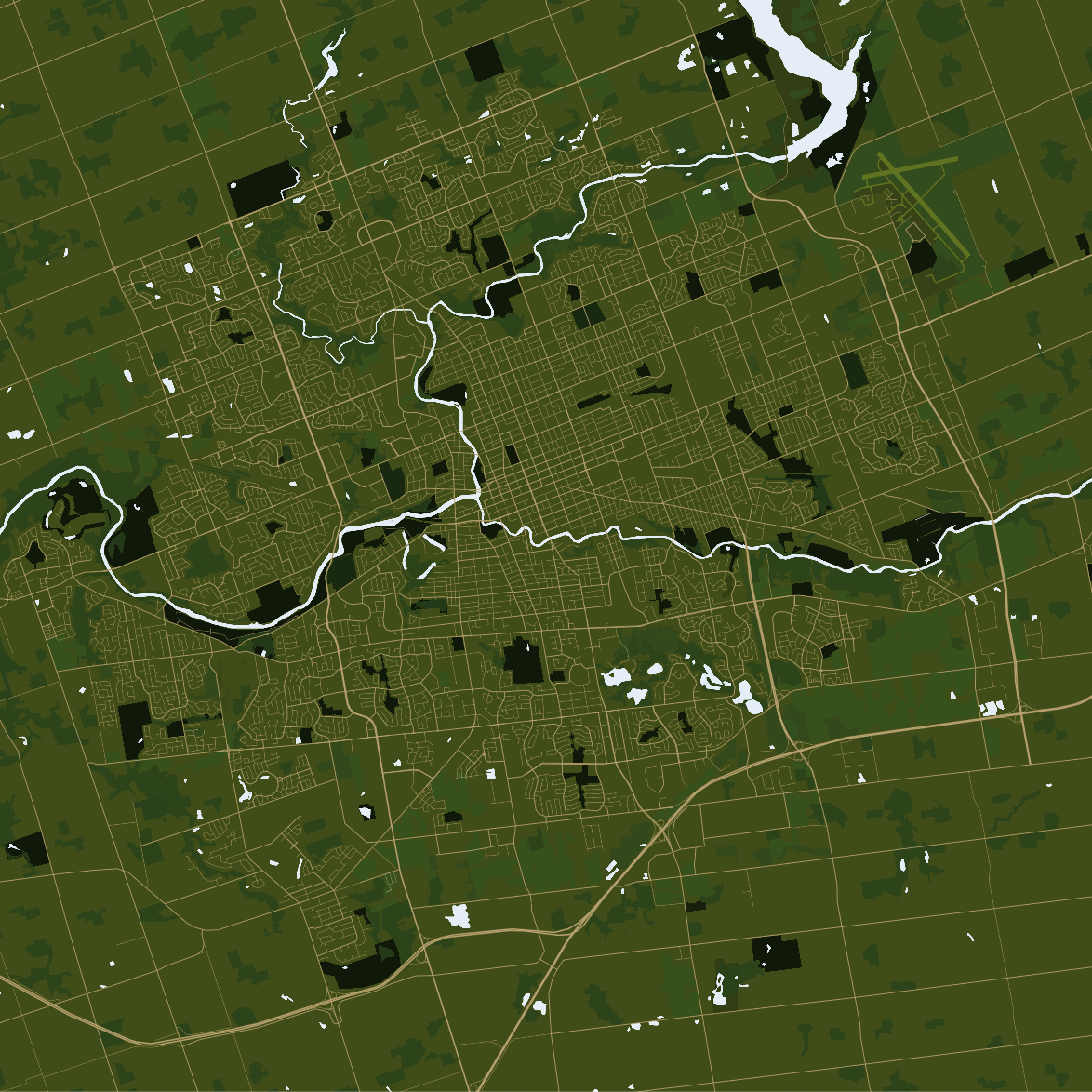 This is where I realized if you do the Cartogram photo import to make a style, you get A LOT more layers to play with because of how Mapbox and Cartogram import the colour data from the photo and assign it to layers. I went back to the style and started playing with the layer, trying to get a nice large full capture of London without and labels to mess up the linework.